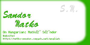 sandor matko business card